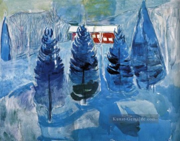  aus - rotes Haus und Fichten 1927 Edvard Munch